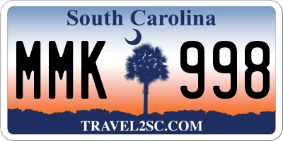 SC license plate MMK998