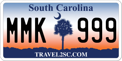 SC license plate MMK999