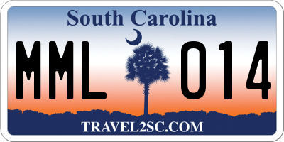 SC license plate MML014