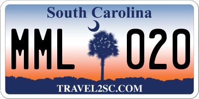 SC license plate MML020