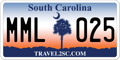SC license plate MML025