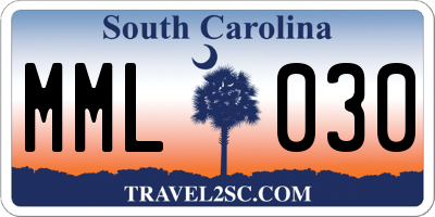 SC license plate MML030