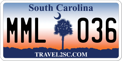 SC license plate MML036