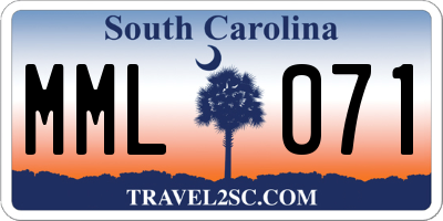 SC license plate MML071