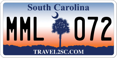 SC license plate MML072