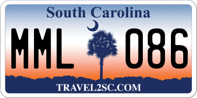 SC license plate MML086