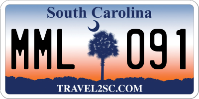 SC license plate MML091