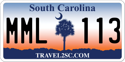 SC license plate MML113