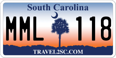 SC license plate MML118