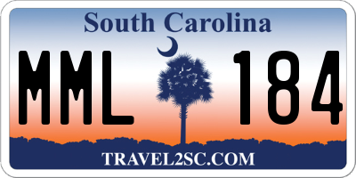 SC license plate MML184