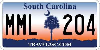 SC license plate MML204
