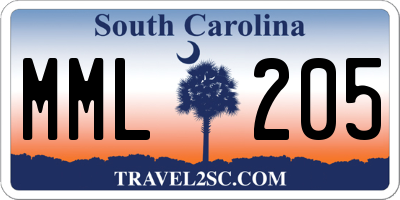 SC license plate MML205