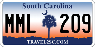 SC license plate MML209
