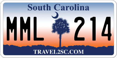 SC license plate MML214