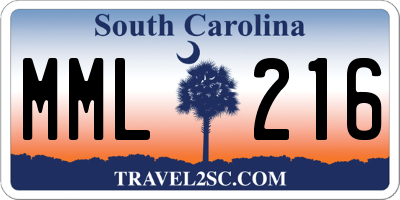 SC license plate MML216