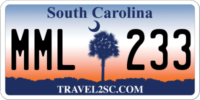 SC license plate MML233