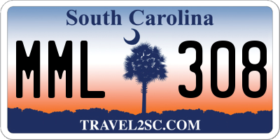 SC license plate MML308
