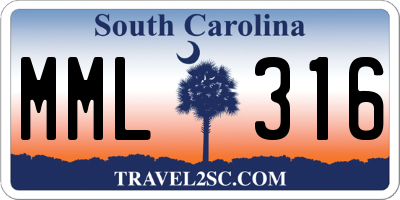 SC license plate MML316