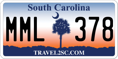 SC license plate MML378