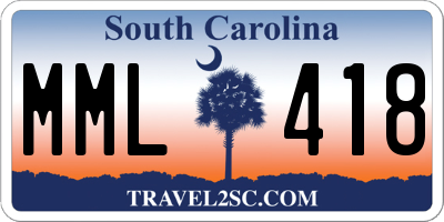SC license plate MML418
