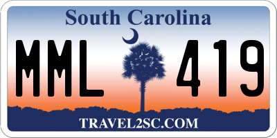 SC license plate MML419