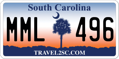 SC license plate MML496