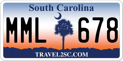 SC license plate MML678