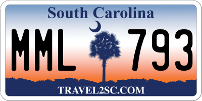 SC license plate MML793