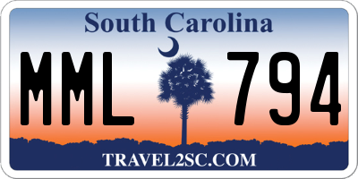 SC license plate MML794