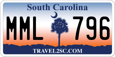 SC license plate MML796