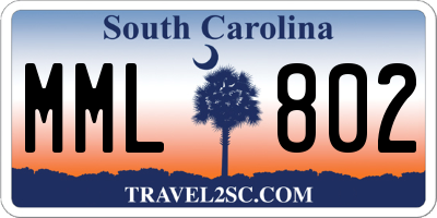 SC license plate MML802