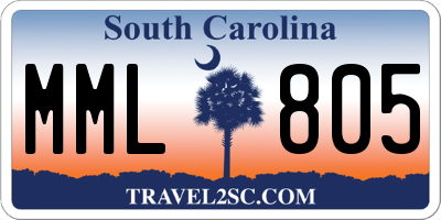 SC license plate MML805