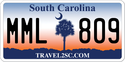 SC license plate MML809