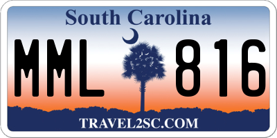 SC license plate MML816