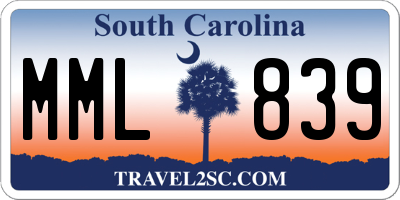 SC license plate MML839
