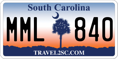 SC license plate MML840