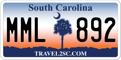 SC license plate MML892