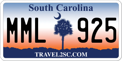 SC license plate MML925