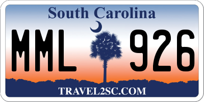 SC license plate MML926