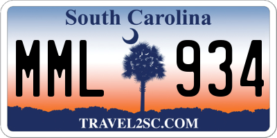 SC license plate MML934