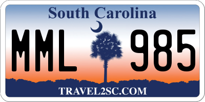 SC license plate MML985