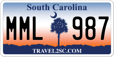 SC license plate MML987