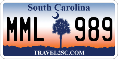 SC license plate MML989