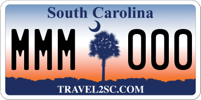 SC license plate MMM000