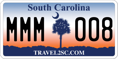 SC license plate MMM008