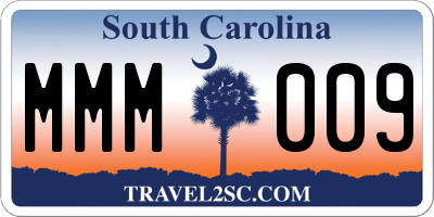 SC license plate MMM009