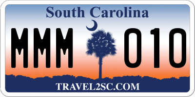 SC license plate MMM010