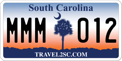 SC license plate MMM012