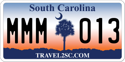 SC license plate MMM013
