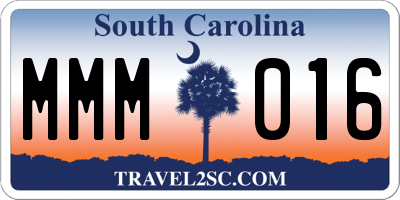 SC license plate MMM016
